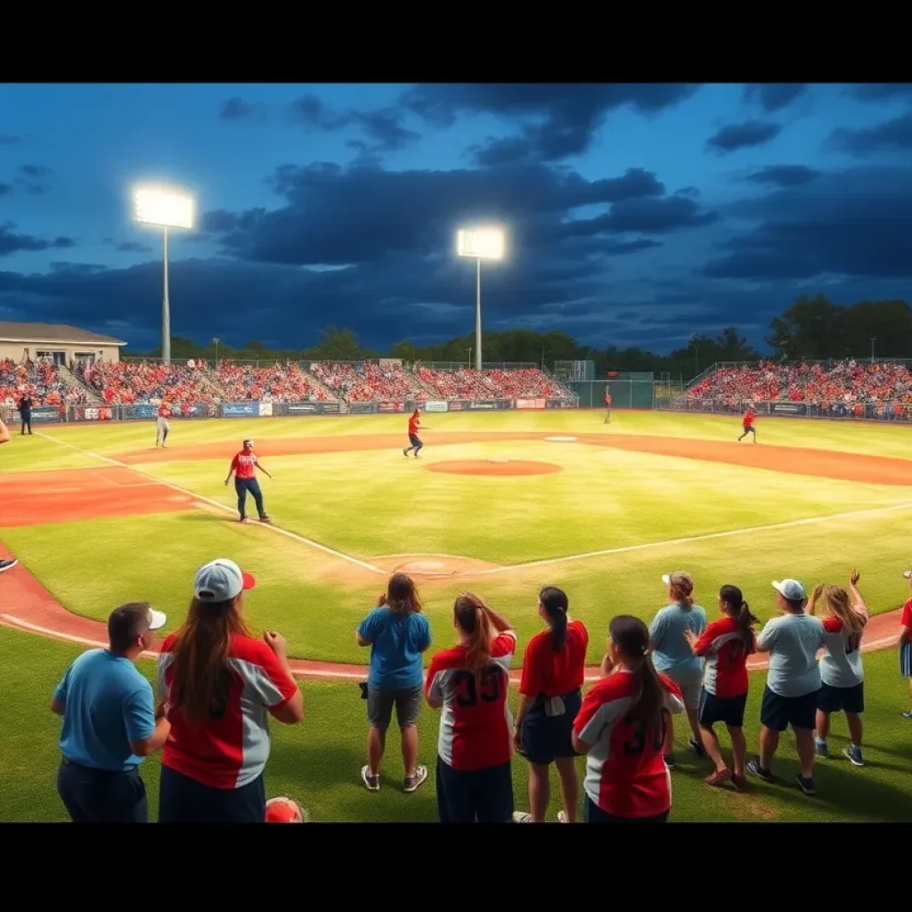 University of South Carolina softball team playing a match