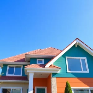 Freshly painted roof on a modern house