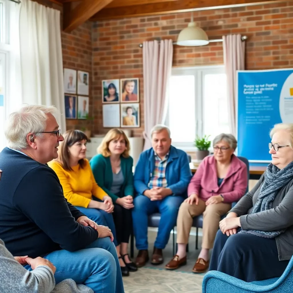 Community gathering discussing caregiver abuse incidents