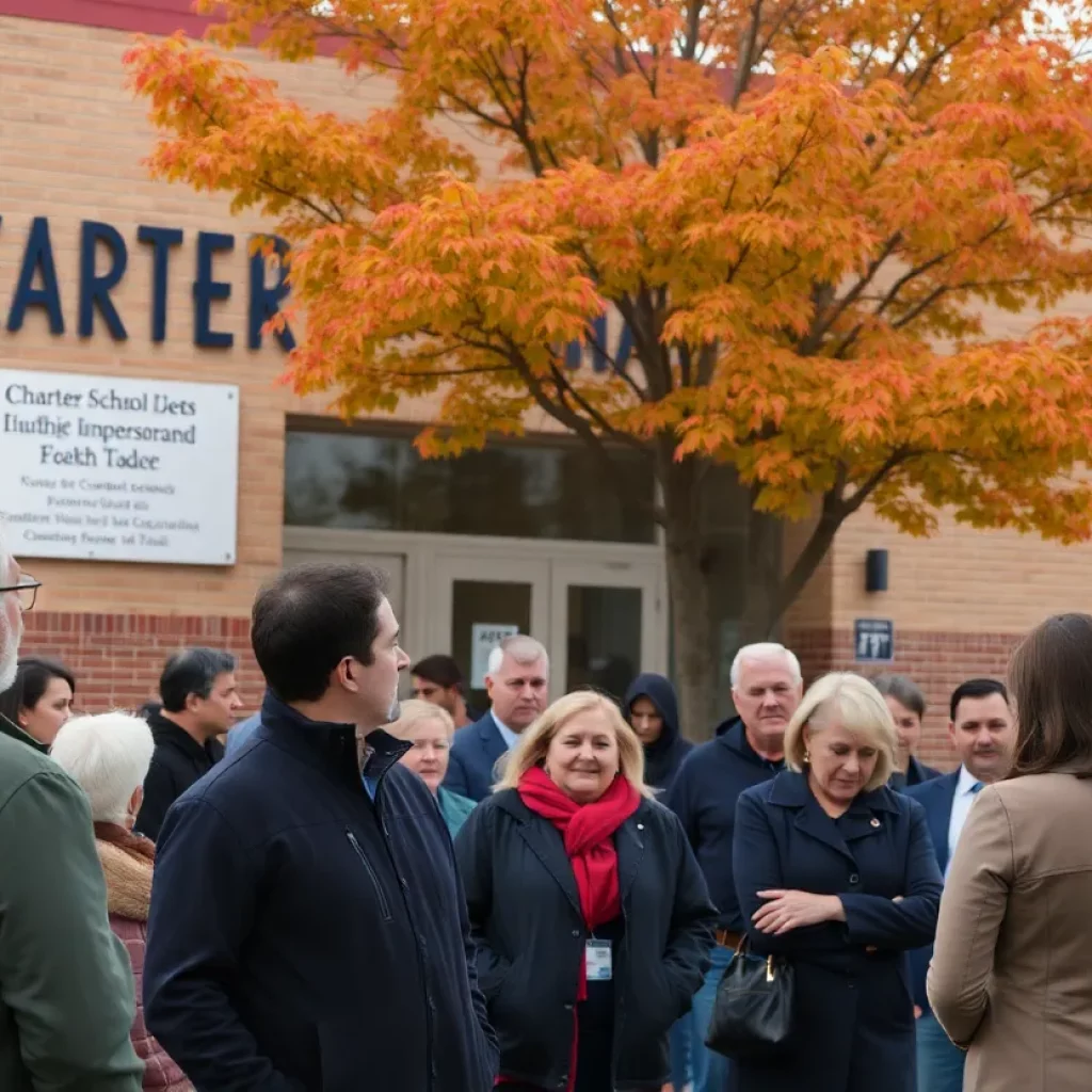 Concerned community members outside Irmo charter school