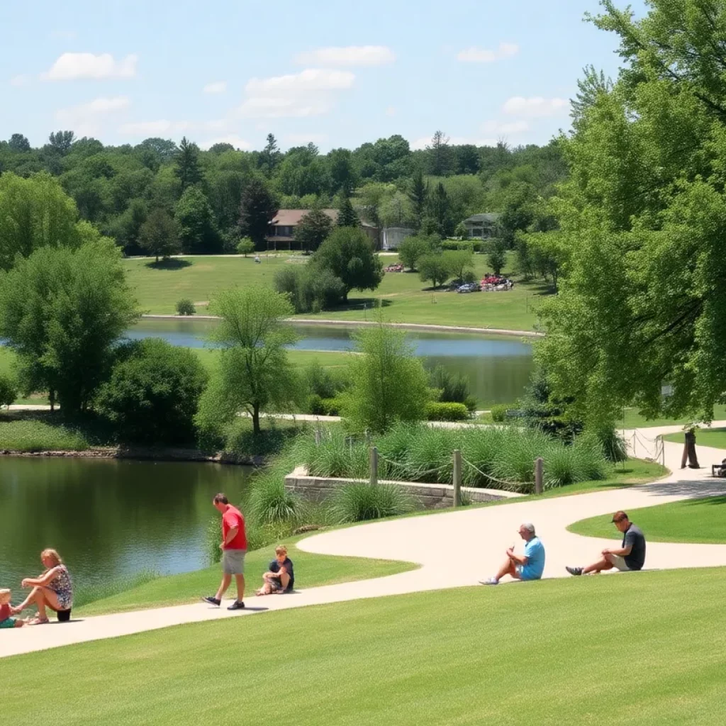 Families enjoying Lake Murray Public Park in summer