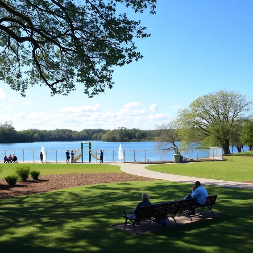 Scenic view of Lake Murray Public Park with greenery and water