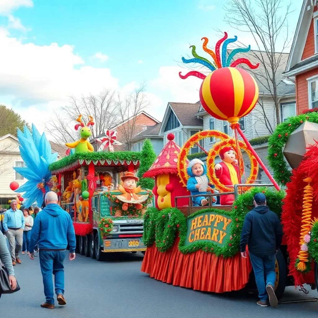 Colorful parade at the Mardi Gras festival in Columbia, S.C.