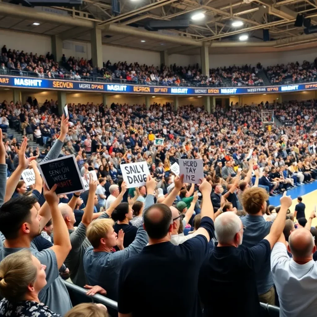 Fans cheering during Raven Johnson's Senior Day celebration