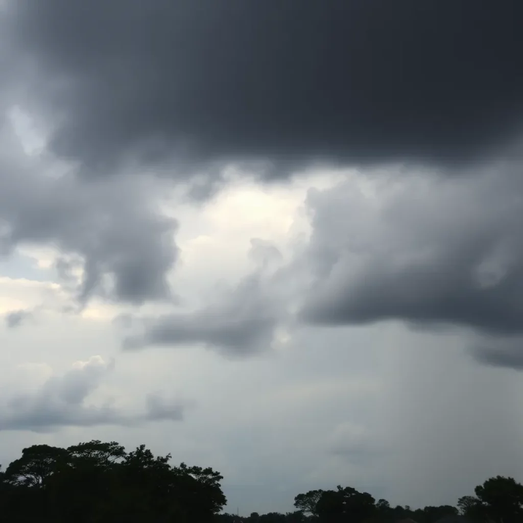 Stormy sky over Columbia indicating severe weather conditions