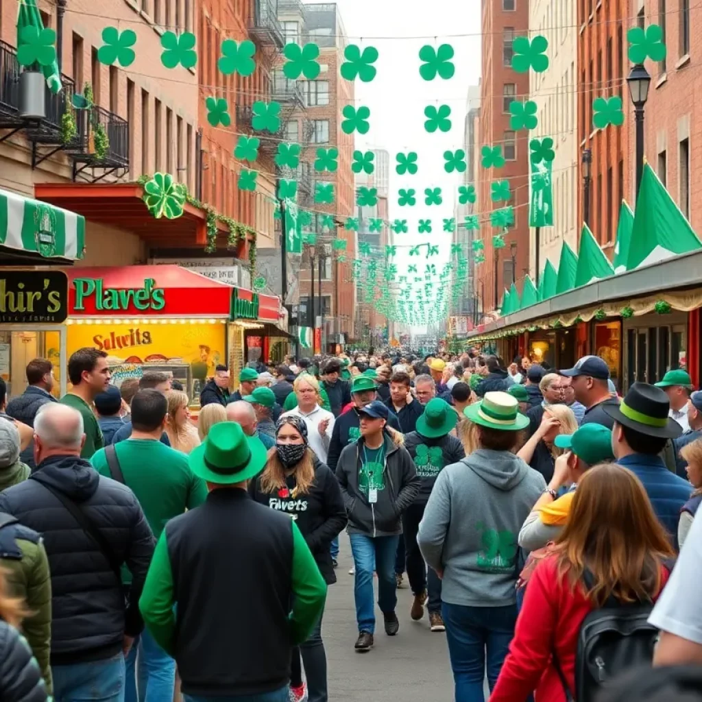 Crowd celebrating at the St. Patrick's Day Festival in Columbia