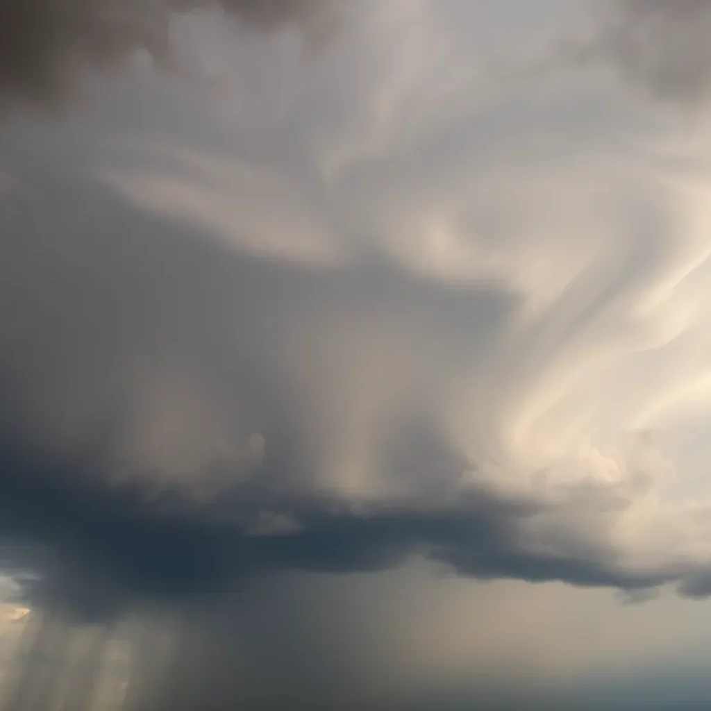 Asperitas clouds forming a wave-like structure in the stormy sky.