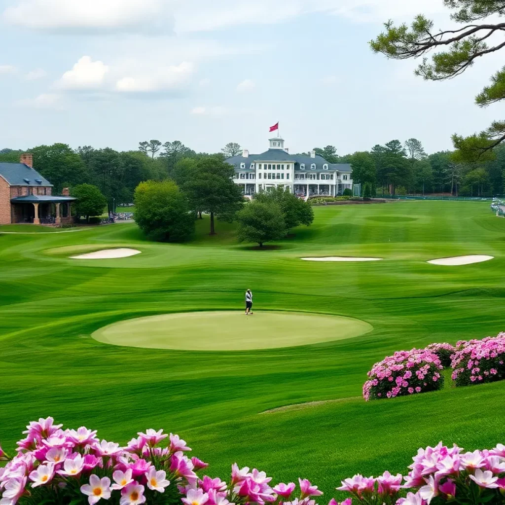 View of Augusta National Golf Club during the Masters Tournament.