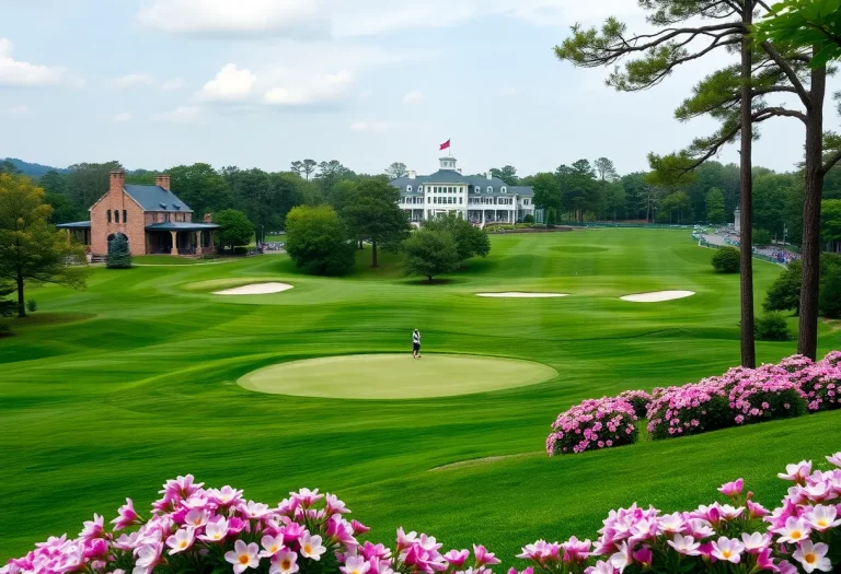 View of Augusta National Golf Club during the Masters Tournament.