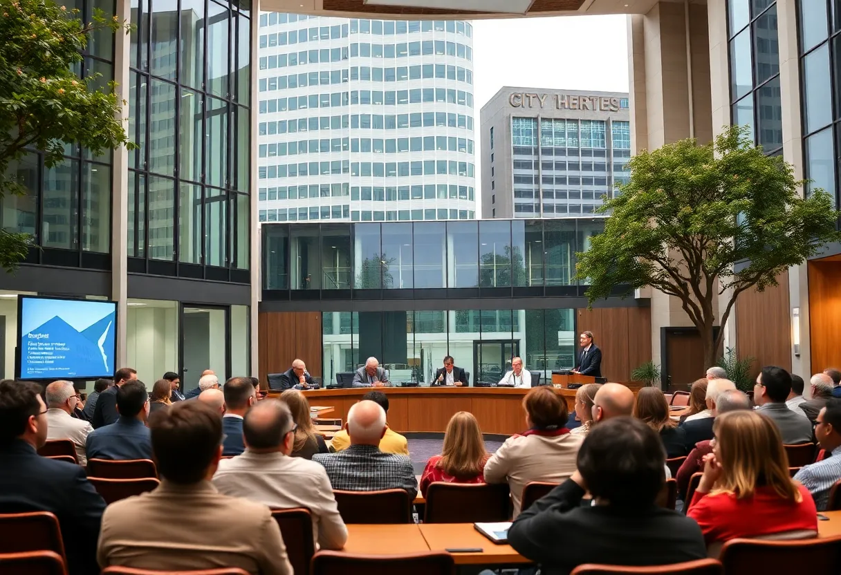 City council members discussing property sale proposal in Columbia