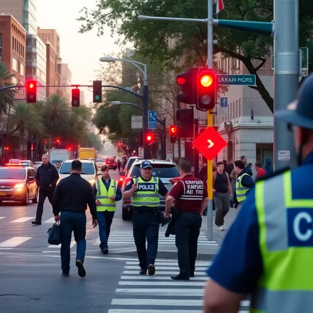 Police responding to an incident at a busy intersection in Columbia, SC
