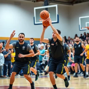 First responders playing basketball for suicide prevention awareness