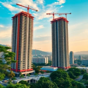 Rendering of new high-rise towers being built in downtown Columbia, South Carolina