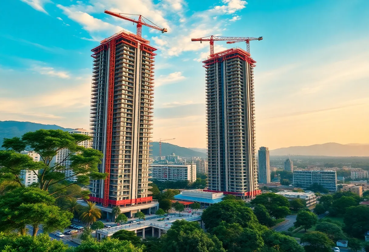 Rendering of new high-rise towers being built in downtown Columbia, South Carolina