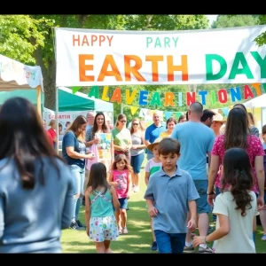 Families participating in outdoor activities at Columbia SC Climate Action Fair