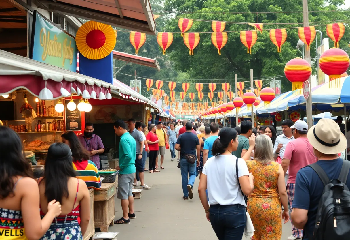 Festival atmosphere in Columbia with food and music