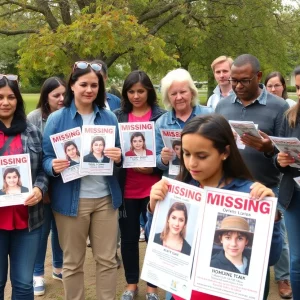 People gathering to assist in the search for a missing teenager