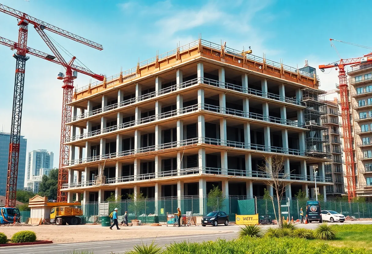 Construction site of Palmetto Citizens Federal Credit Union headquarters in Downtown Columbia