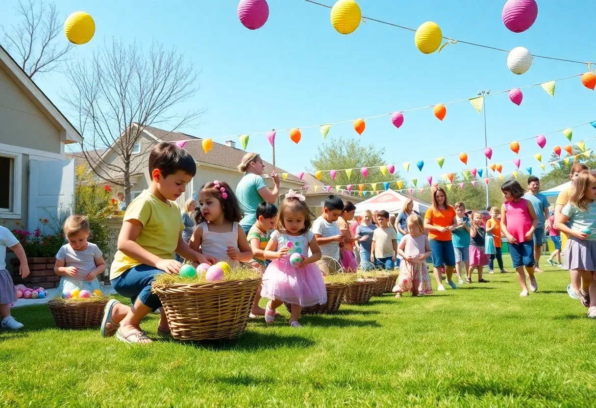 Families participating in Easter egg hunts and festivities in the Midlands