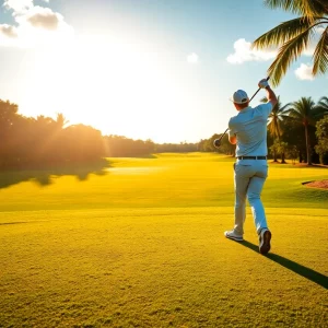 A golfer enjoying a sunny day on the golf course in Florida.