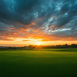 Scenic view of a golf course representing competition.
