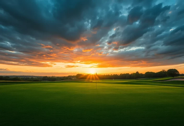 Scenic view of a golf course representing competition.