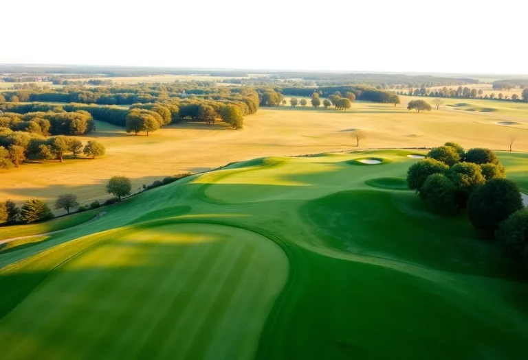 A scenic view of a prestigious golf course