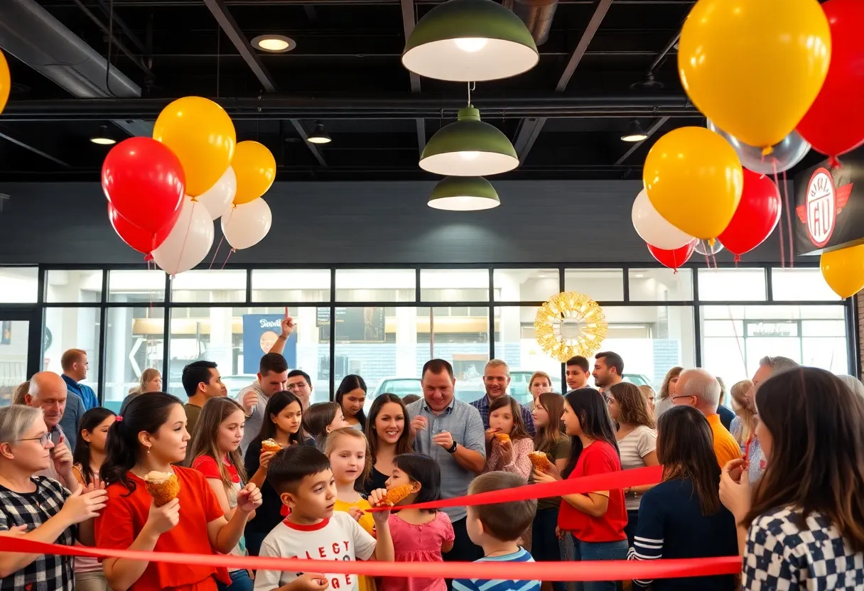 Community members celebrating at Guthrie's grand opening event in Lexington, SC.