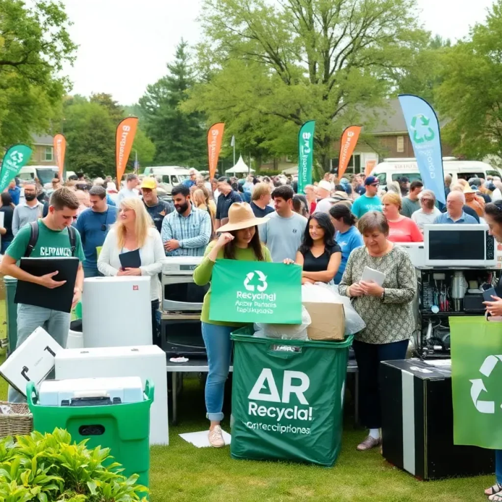 Community members participating in a recycling event in Irmo
