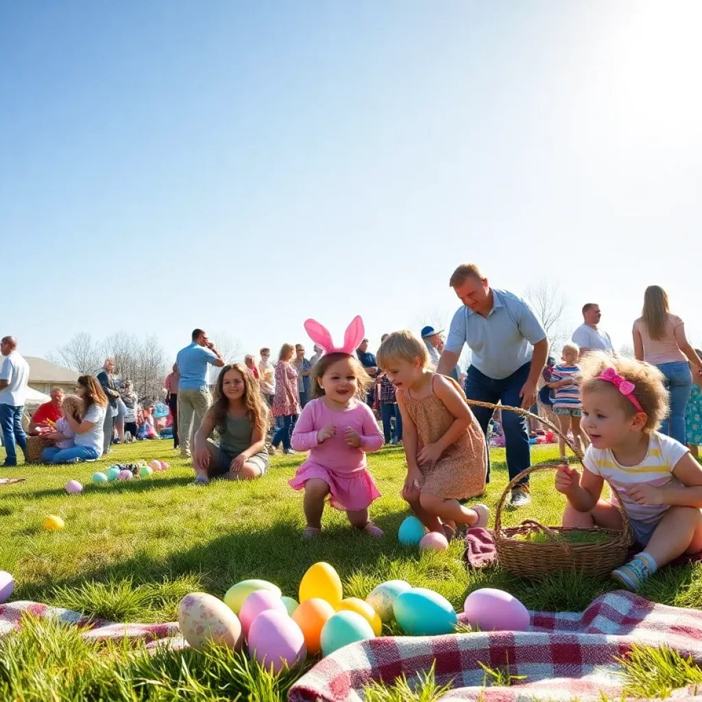 Families enjoying the Easter Peep-A-Palooza festivities at Moore Park in Irmo