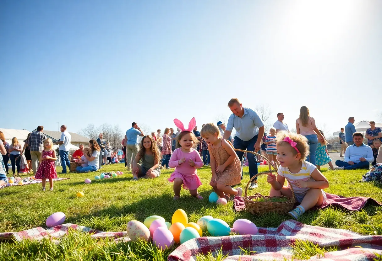 Families enjoying the Easter Peep-A-Palooza festivities at Moore Park in Irmo