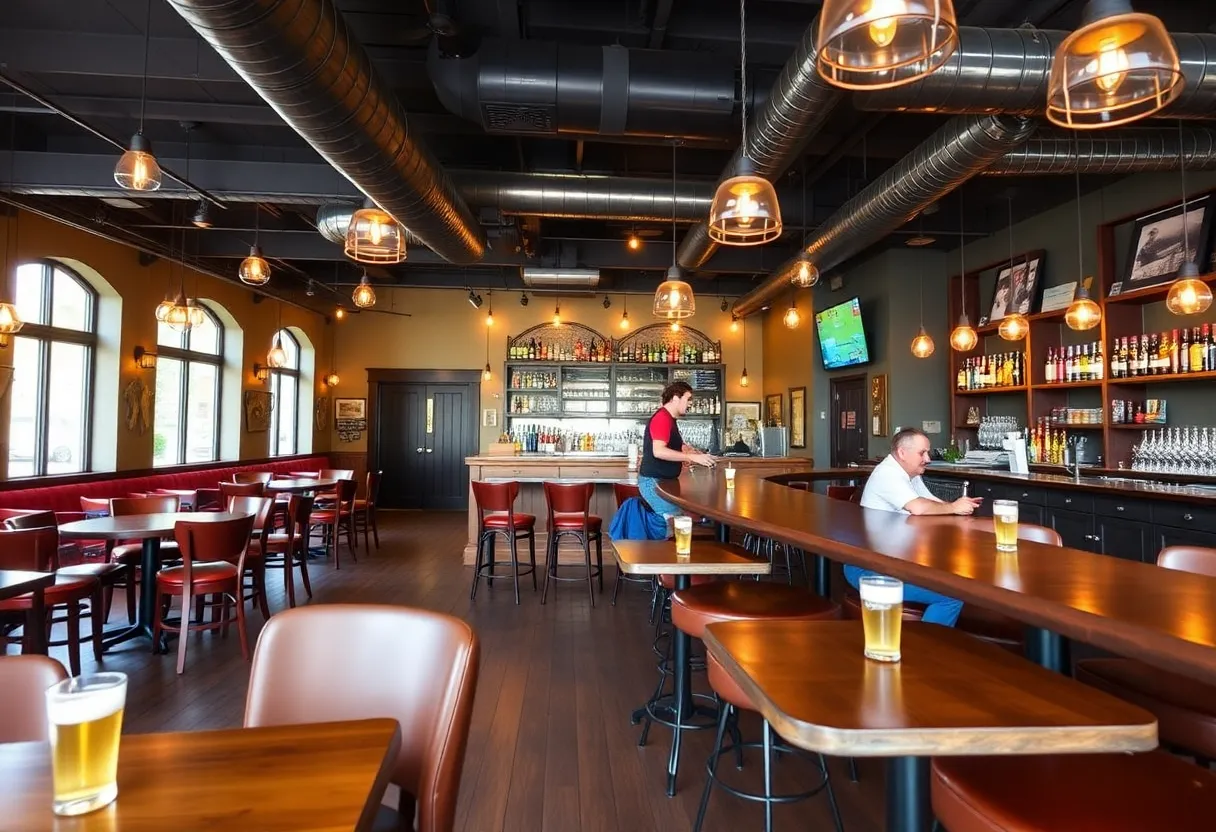 Interior view of the new Lexington Tap House with people enjoying their drinks
