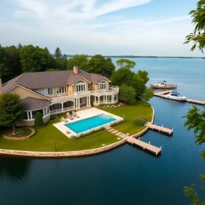 Stunning lakefront estate in Lake Murray with pool and dock