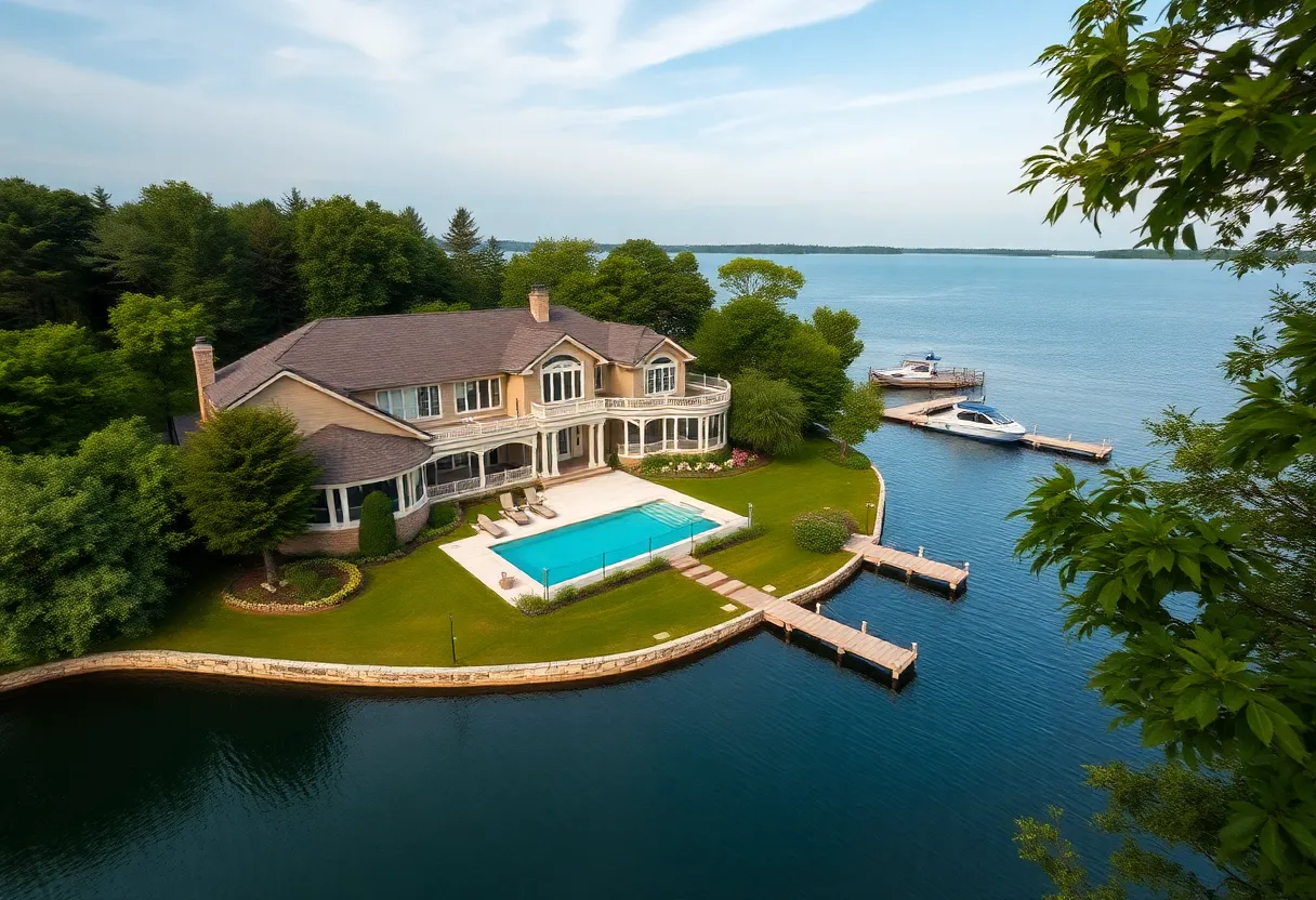 Stunning lakefront estate in Lake Murray with pool and dock