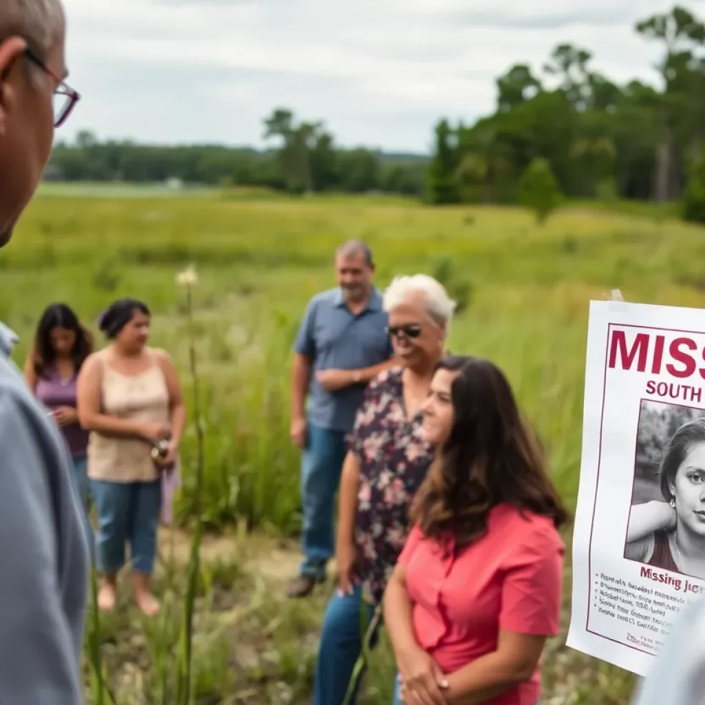 A poster of a missing person displayed in a community setting.
