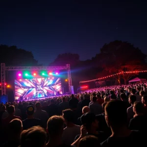 Crowd enjoying a rock concert at Moore Park in Irmo