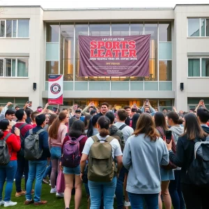 Students gathering at USC for Paul Finebaum's lecture event