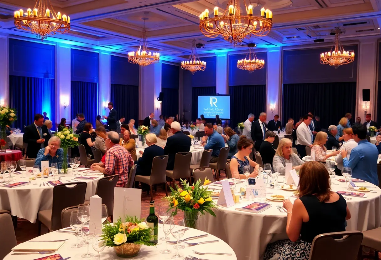 Charity auction event setup at Lake Murray