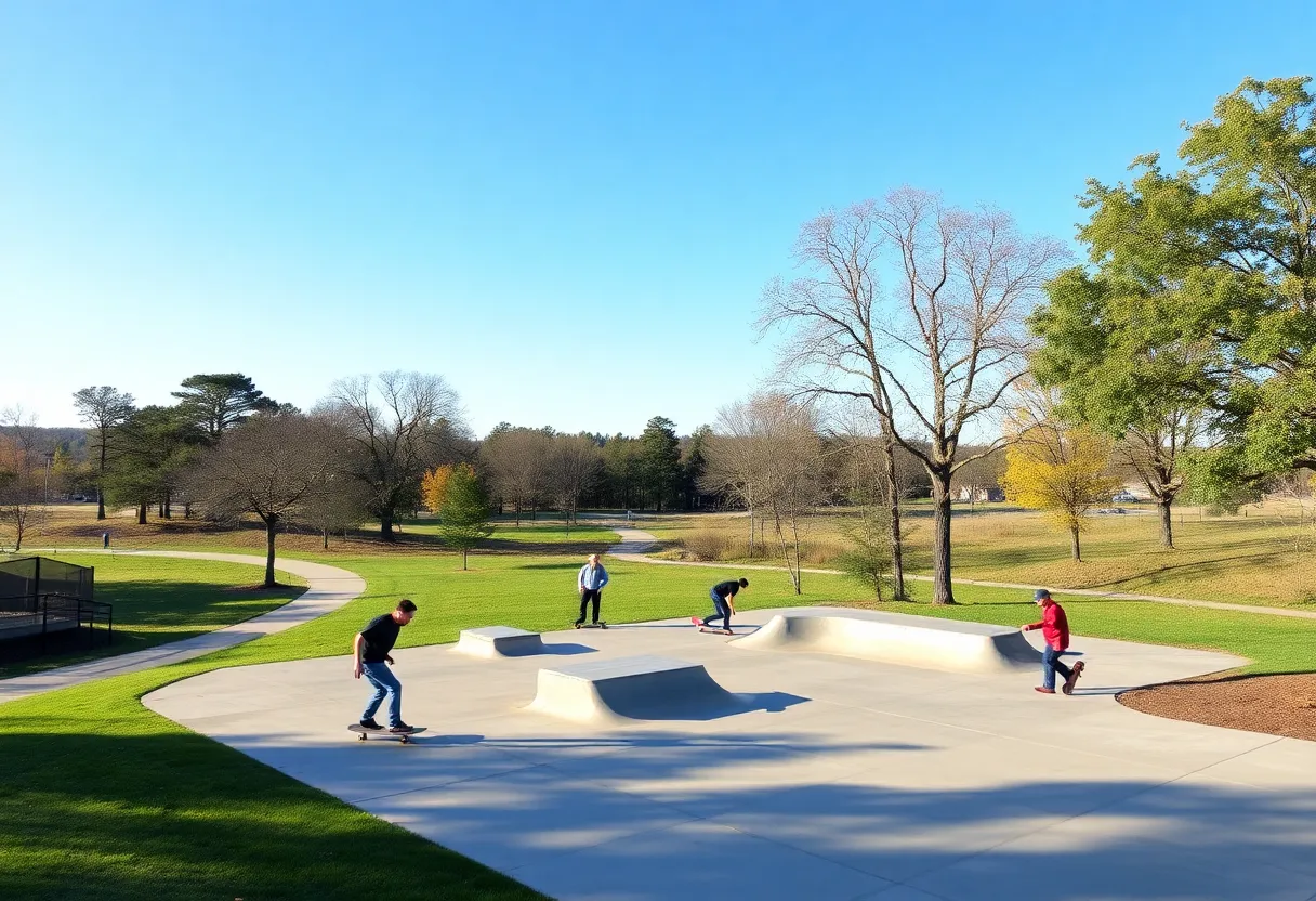 Skateboarders enjoying the Friarsgate Skate Park at Rawls Creek Park, Irmo.
