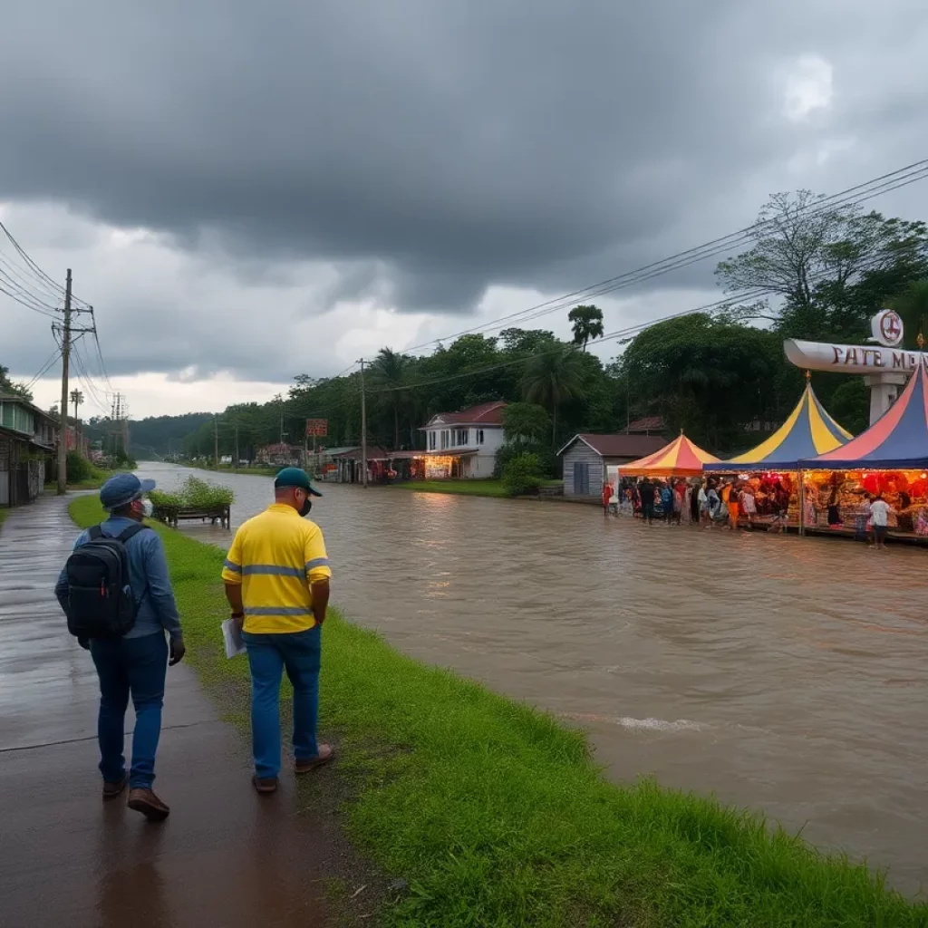 Stormy weather in Columbia with emergency response activities