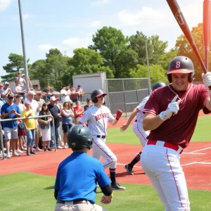 High school baseball players in action during a game in South Carolina.