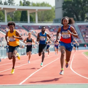 Athletes competing in outdoor track and field events