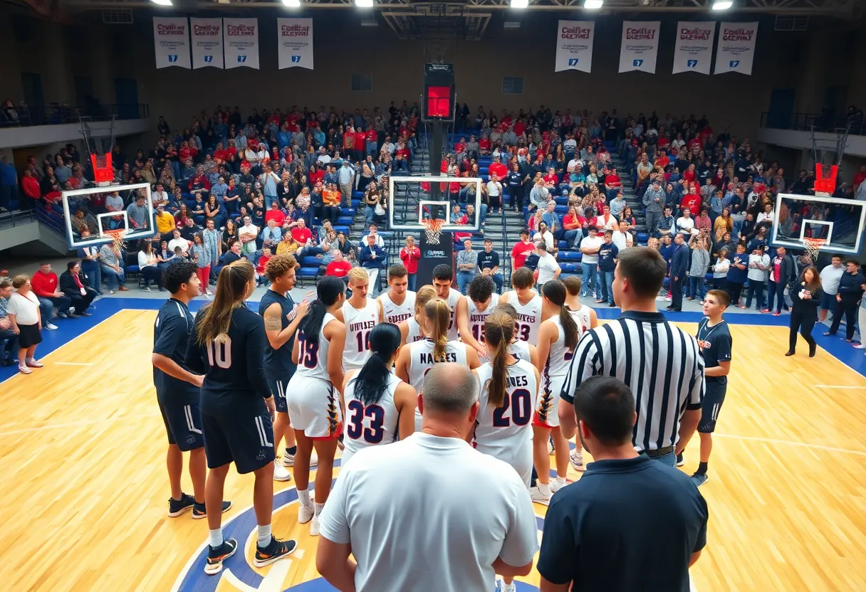 South Carolina women's basketball team huddles during a game.