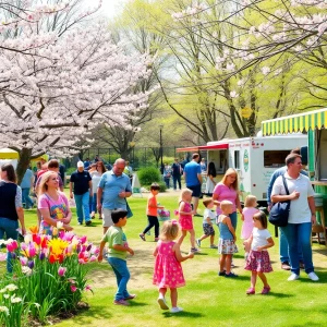 Families enjoying the springtime festival at Riverbanks Zoo and Garden