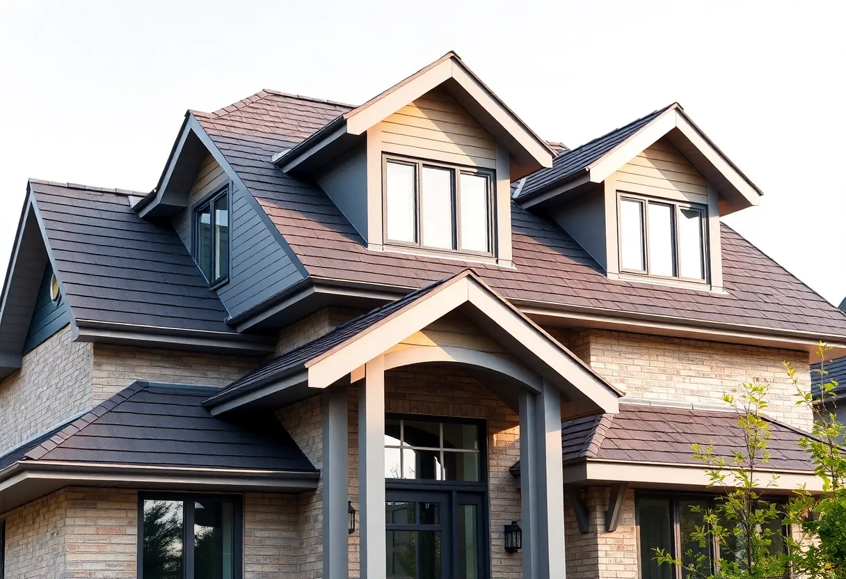 A beautifully designed roof showcasing various architectural features such as dormers and gables.
