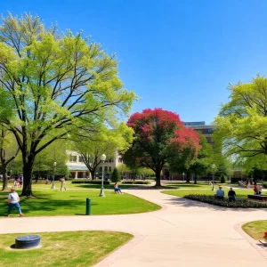People enjoying a sunny day in a park in Columbia, South Carolina