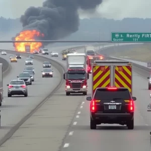 Traffic jam on I-26 East near Cayce due to a vehicle fire