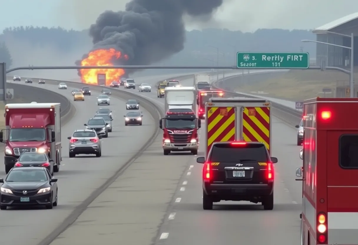 Traffic jam on I-26 East near Cayce due to a vehicle fire